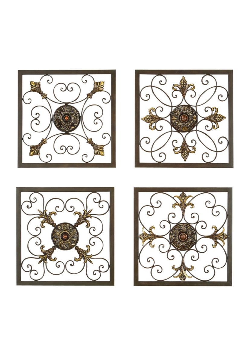 Rustic Metal Wall Decor - Set of 4