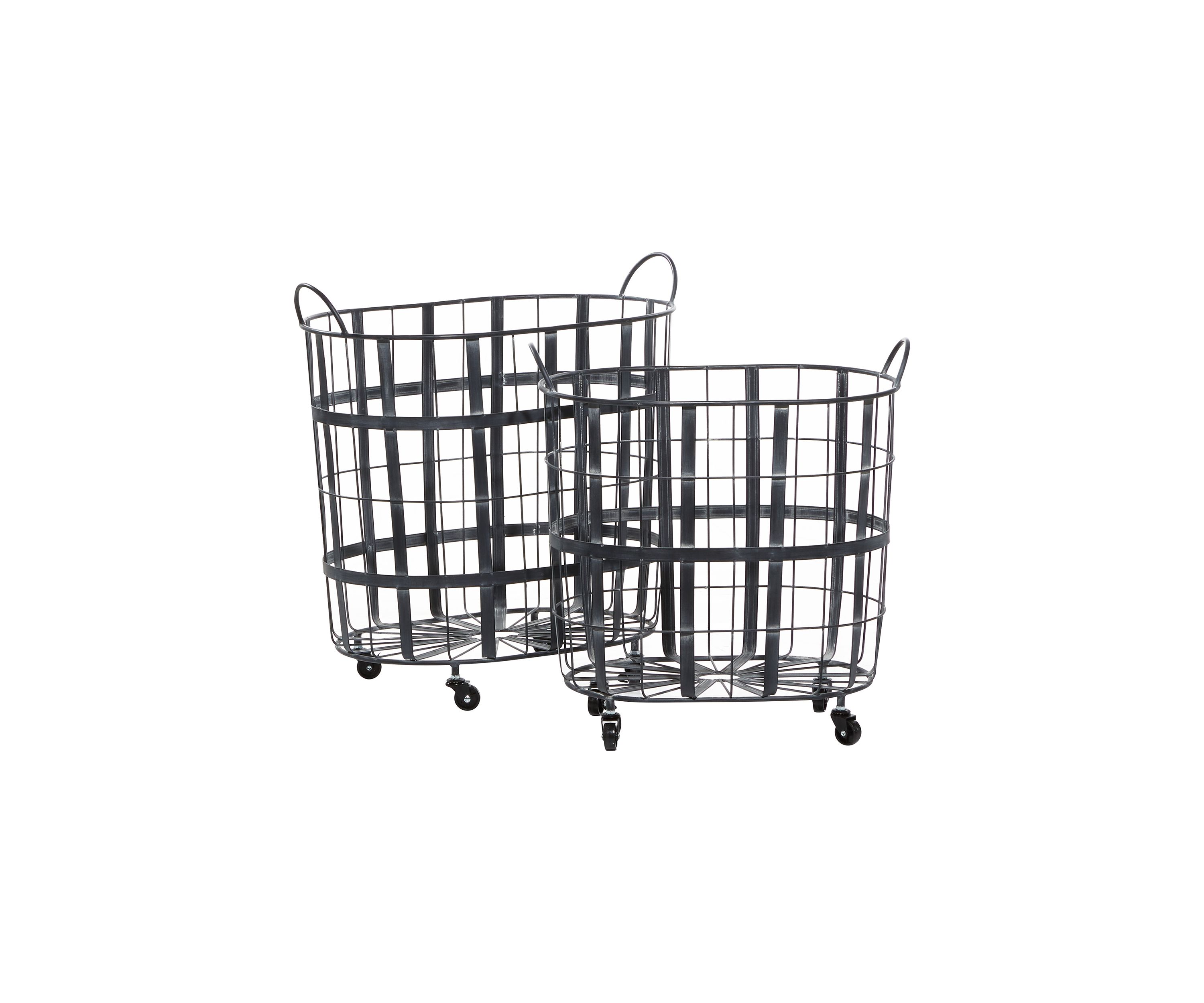 Industrial Metal Storage Basket - Set of 2