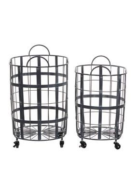 Industrial Metal Storage Basket - Set of 2