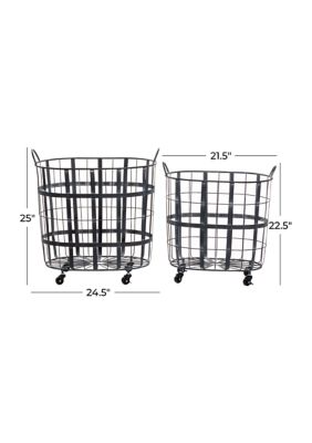 Industrial Metal Storage Basket - Set of 2