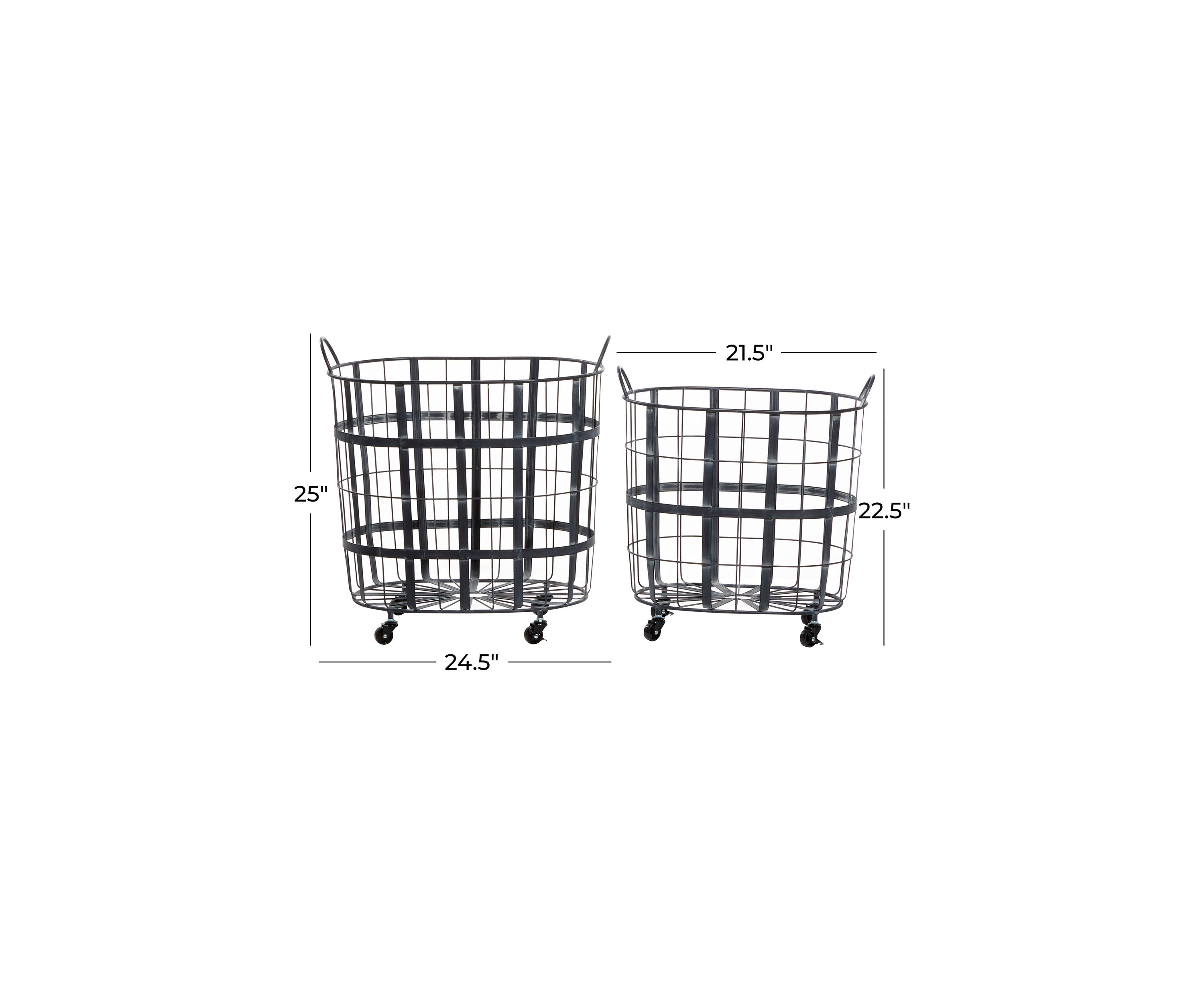 Industrial Metal Storage Basket - Set of 2