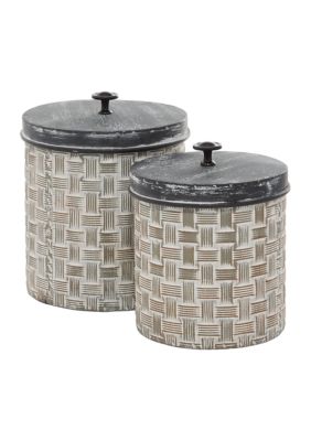 Farmhouse Metal Decorative Jars - Set of 2