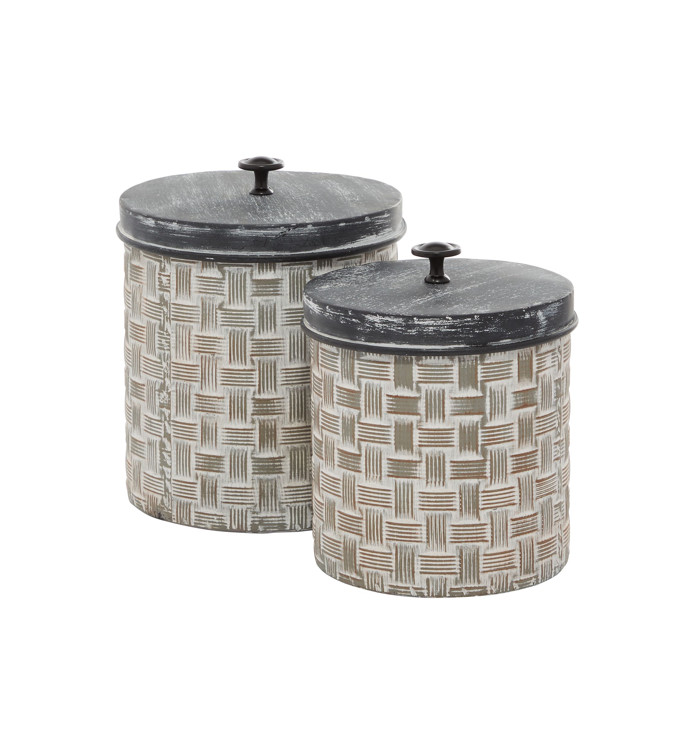 Farmhouse Metal Decorative Jars - Set of 2