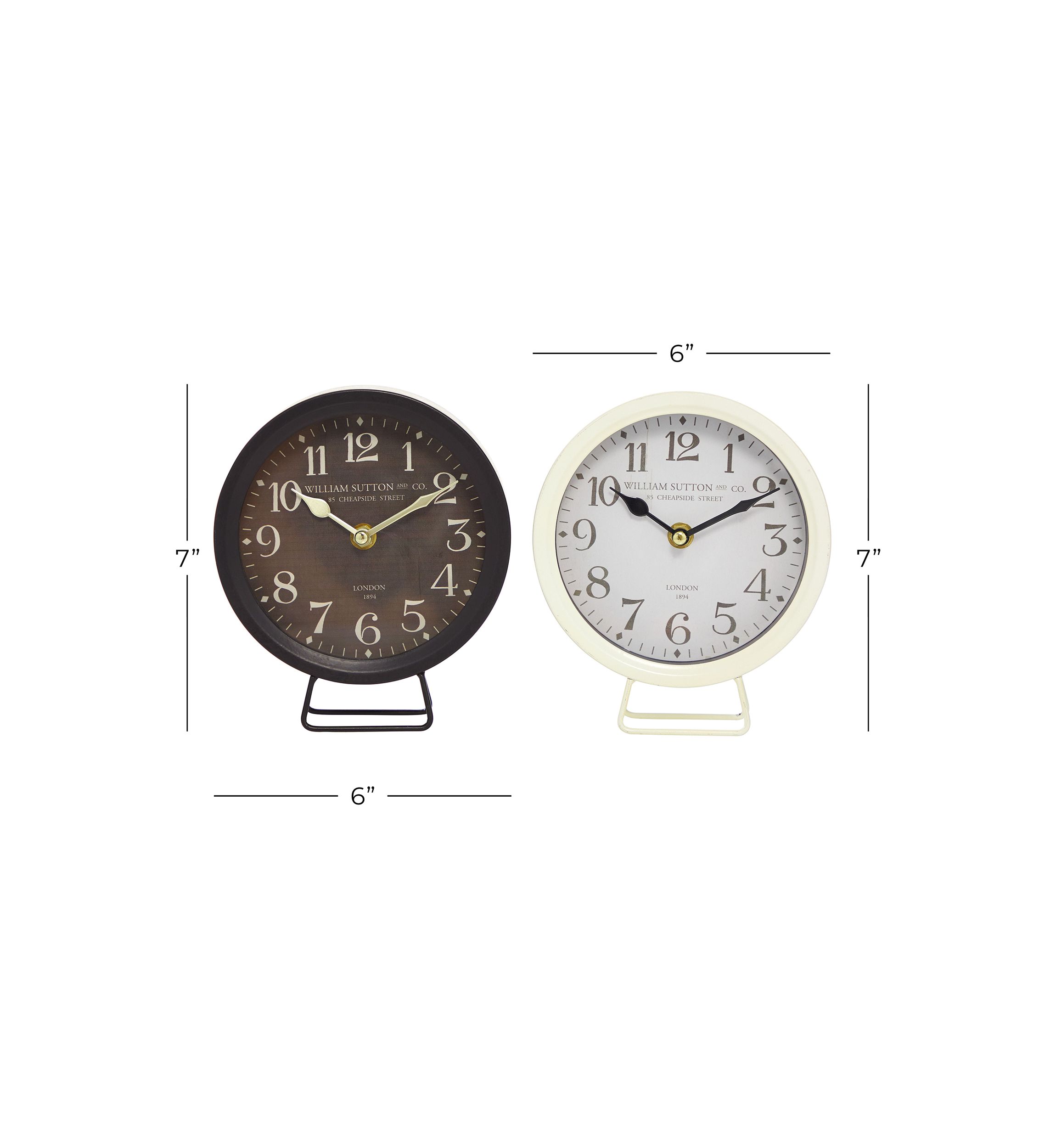 Vintage Metal Clock - Set of 2