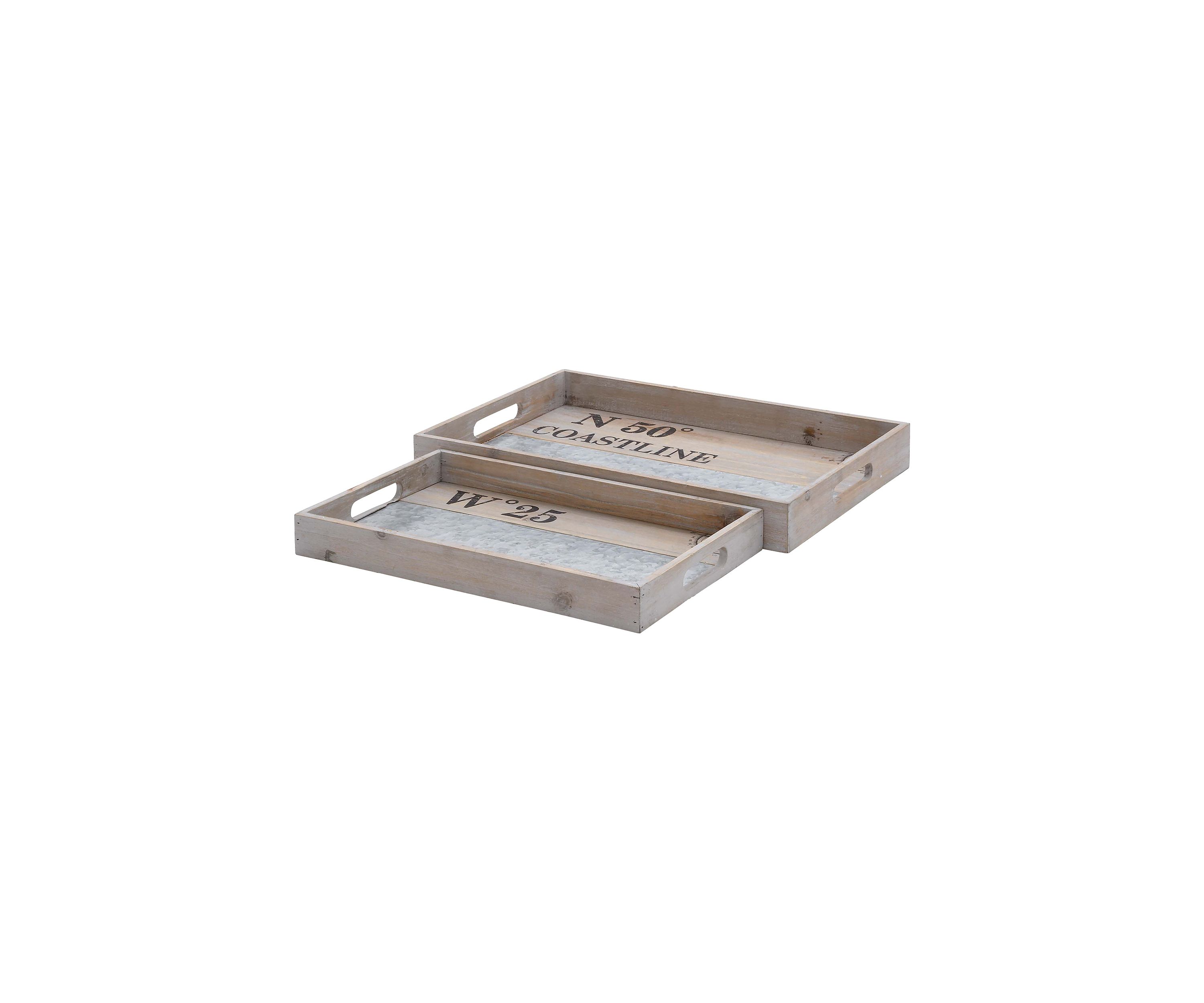 Coastal Wood Tray - Set of 2