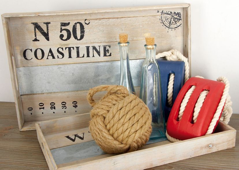 Coastal Wood Tray - Set of 2