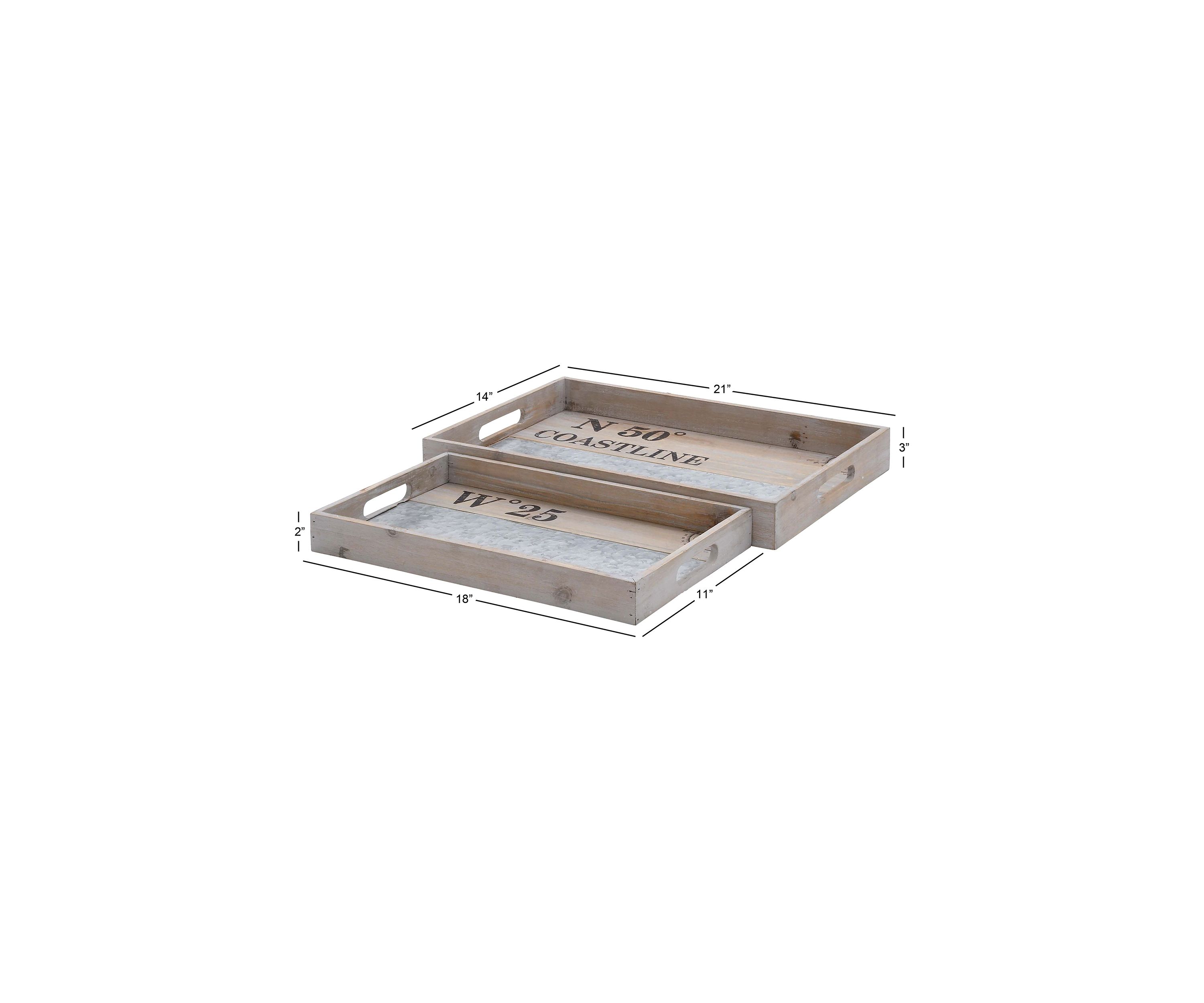 Coastal Wood Tray - Set of 2