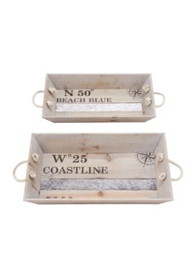 Coastal Wood Tray - Set of 2