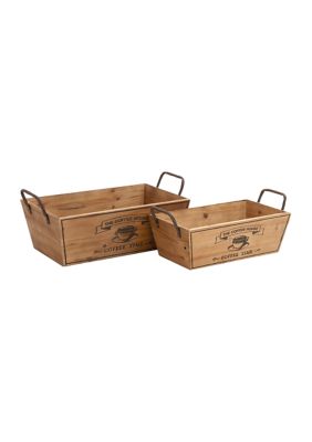 Farmhouse Wood Tray - Set of 2