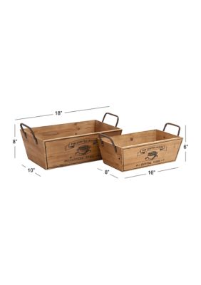 Farmhouse Wood Tray - Set of 2