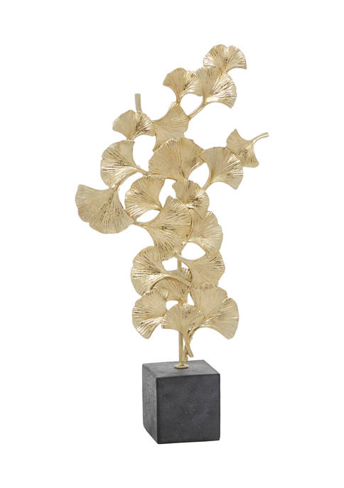 Monroe Lane Gold Polyresin Contemporary Gingko Leaf Sculpture