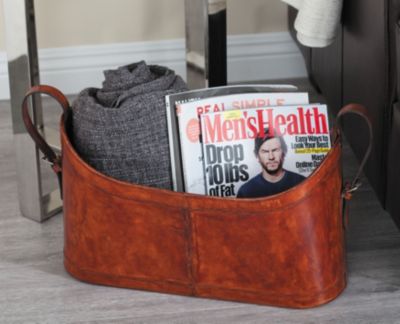 Rustic Leather Magazine Holder