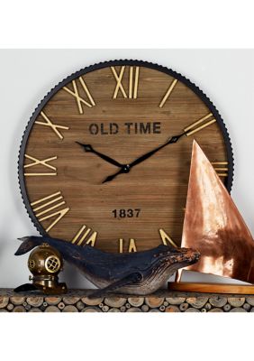 Monroe Lane Farmhouse Wood Clock, Gold