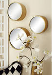 Set of 7 Small, Round Metallic Gold Hammered Metal Decorative Wall Mirrors