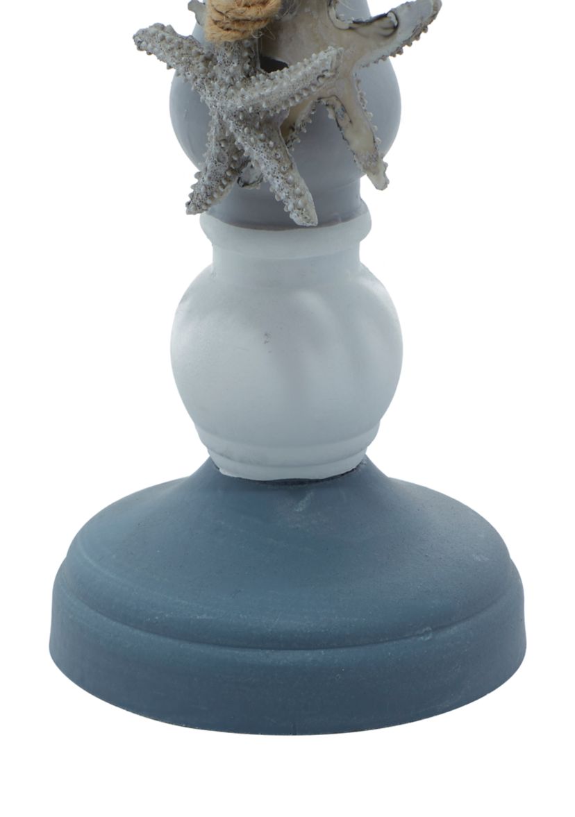 Wood Coastal Candle Holder  Set of 2