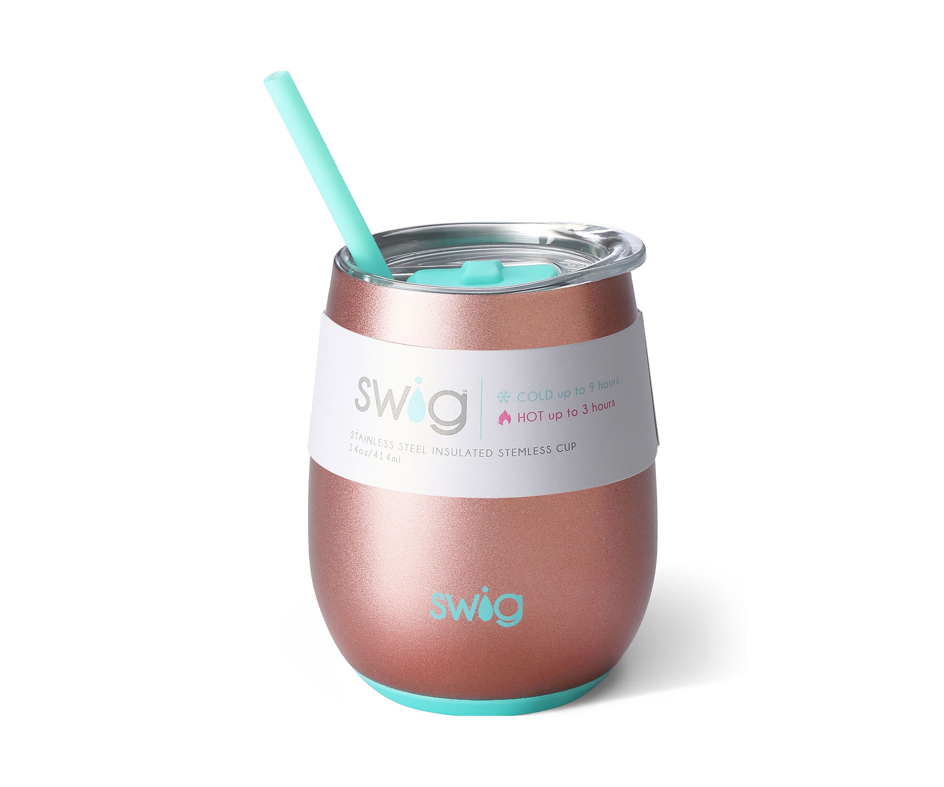 14 Ounce Stemless Wine Glass- Rose Gold 