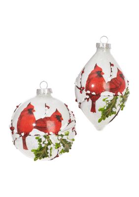 Raz Imports Inc Iced Cardinal Ornaments - Set Of 2
