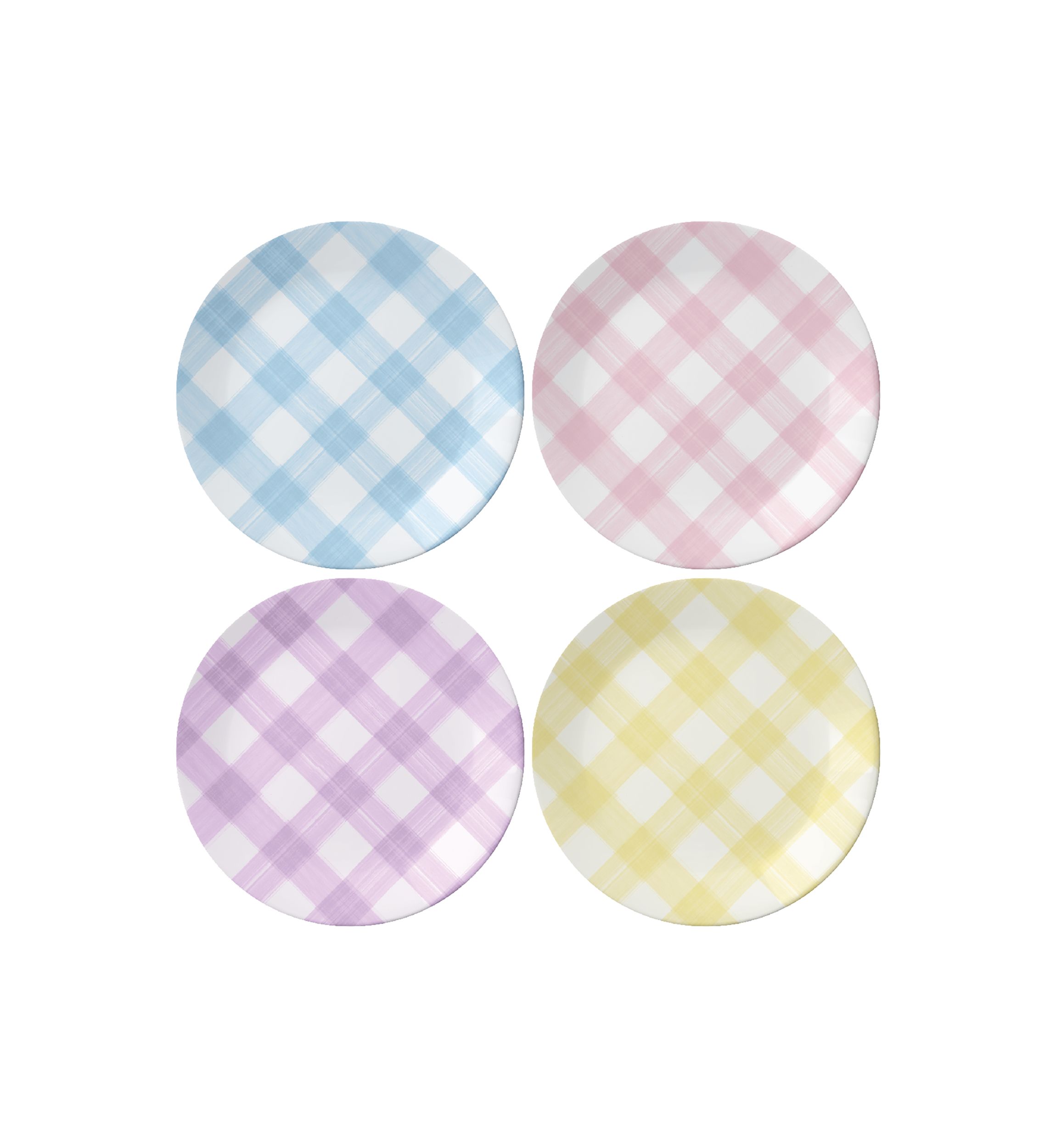 Gingham Plaid Salad Plates - Set of 4