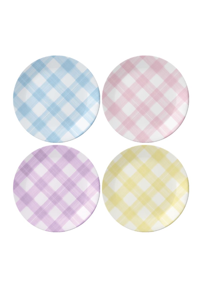  Gingham Plaid Salad Plates - Set of 4