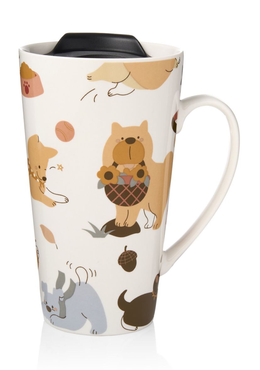 Fall Dogs Travel Mug with Lid