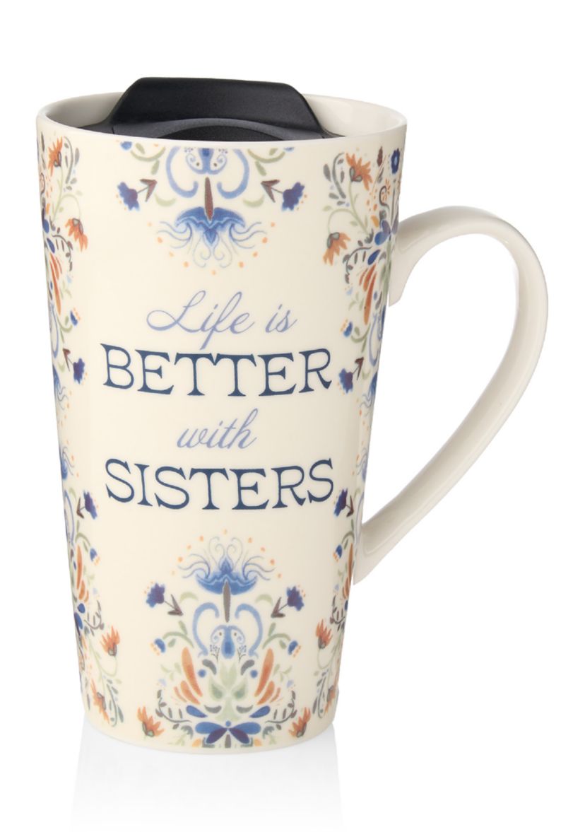 Life is Better with Sisters Travel Mug with Lid