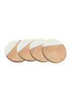 Set of 4 Wood and Marble Coasters 