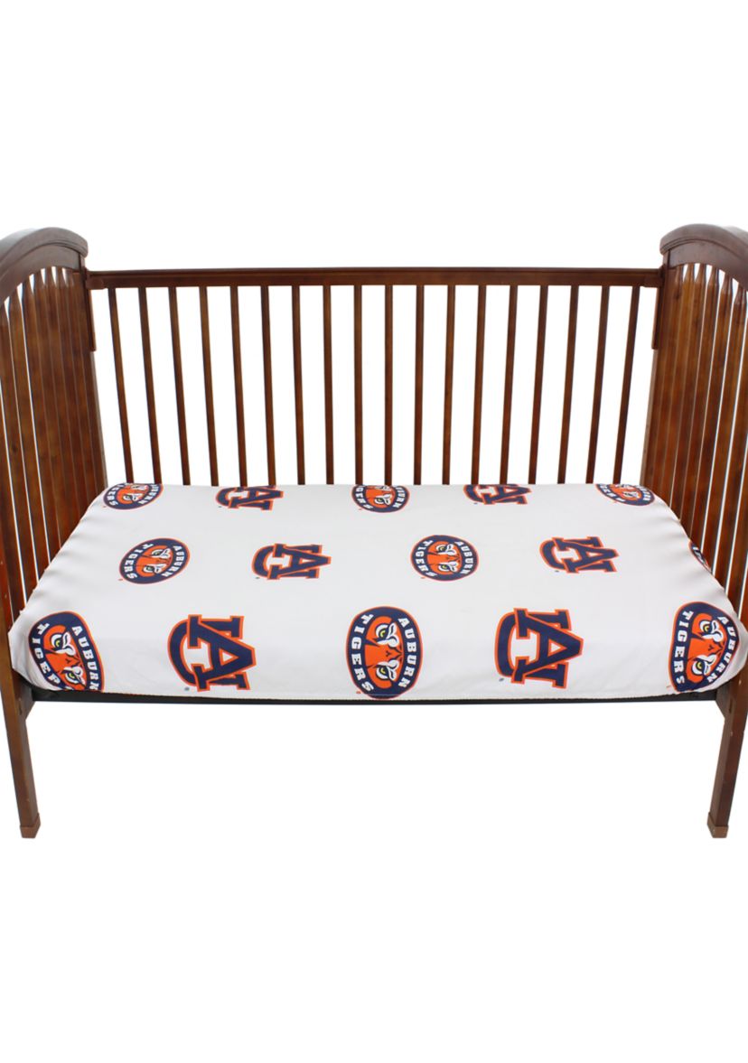 NCAA Auburn Tigers Baby Crib Fitted Sheet White