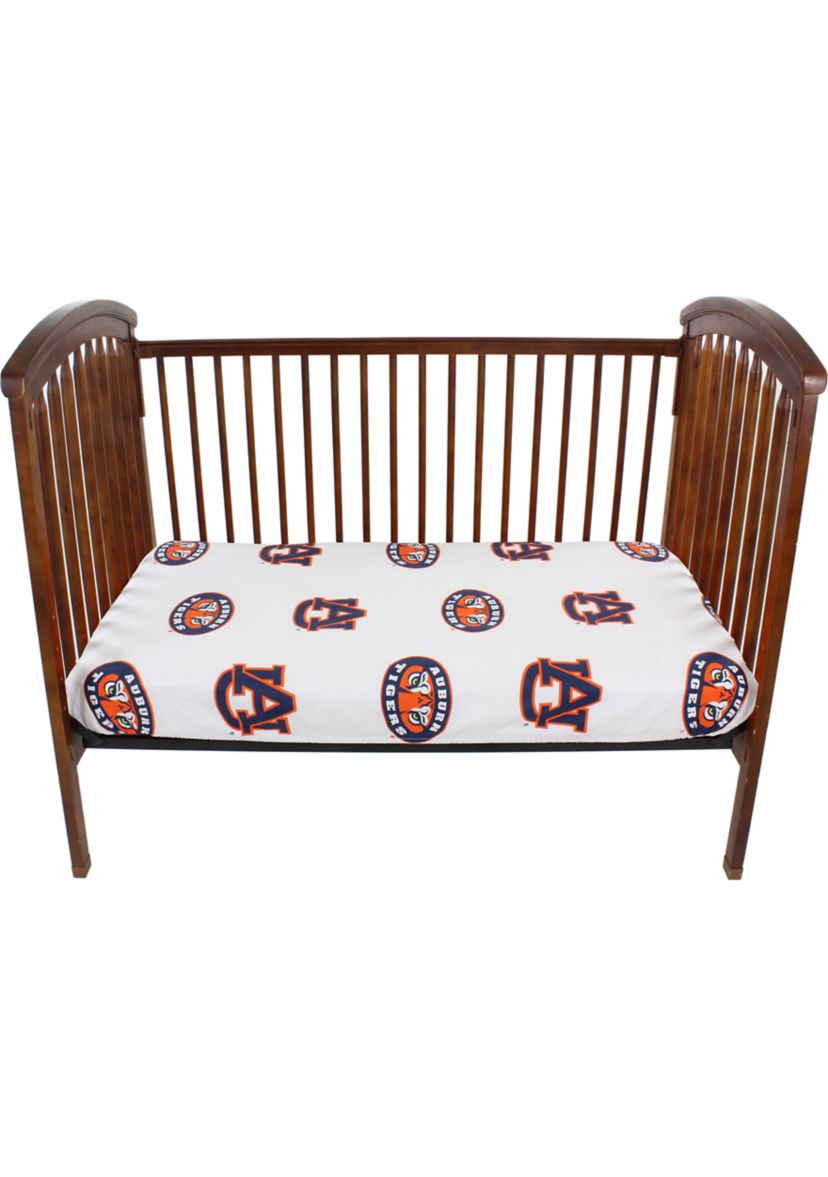 NCAA Auburn Tigers Baby Crib Fitted Sheet White