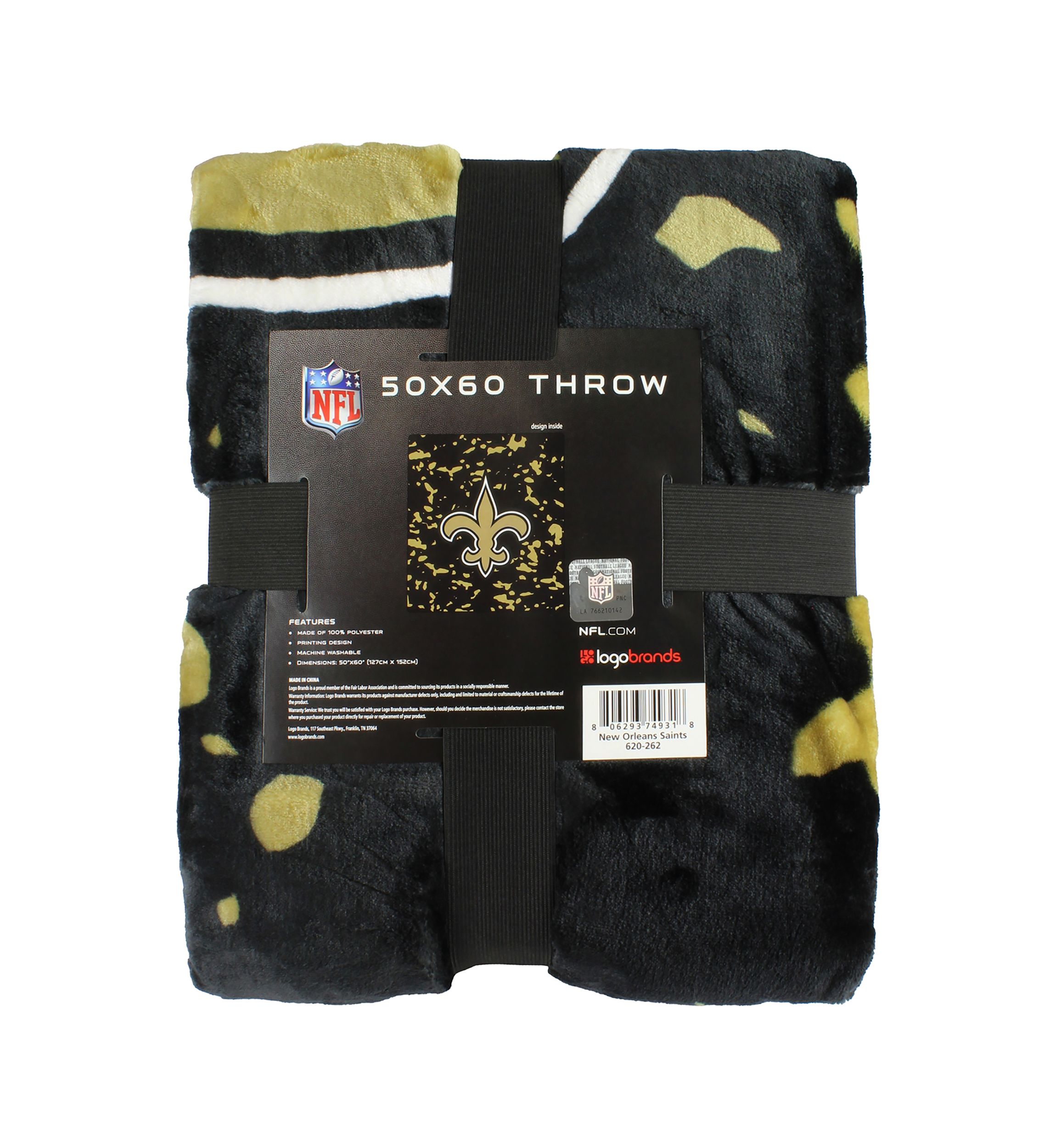 NFL New Orleans Saints Raschel Knit Throw Blanket