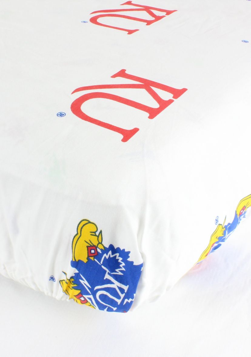 NCAA Kansas Jayhawks White Baby Crib Fitted Sheet 