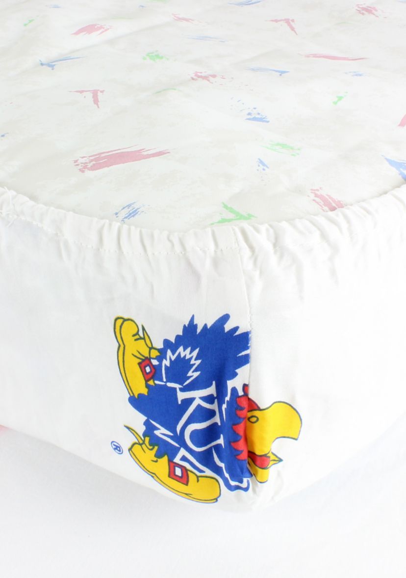 NCAA Kansas Jayhawks White Baby Crib Fitted Sheet 