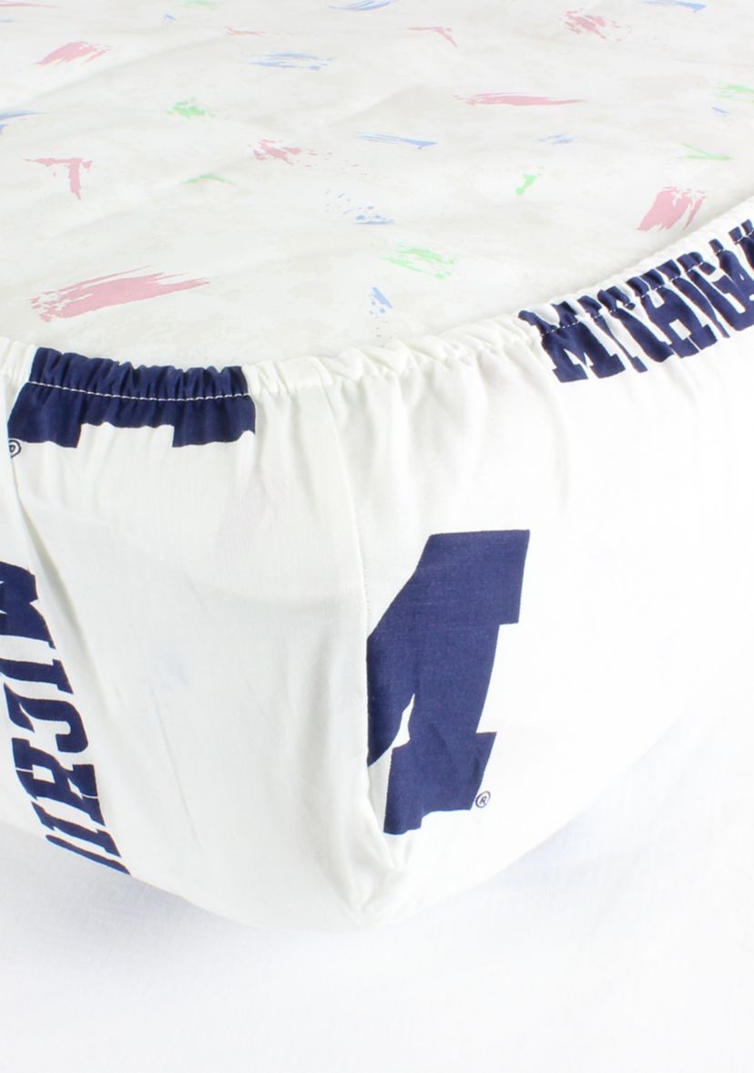 NCAA Michigan Wolverines White Baby Crib Fitted Sheet 