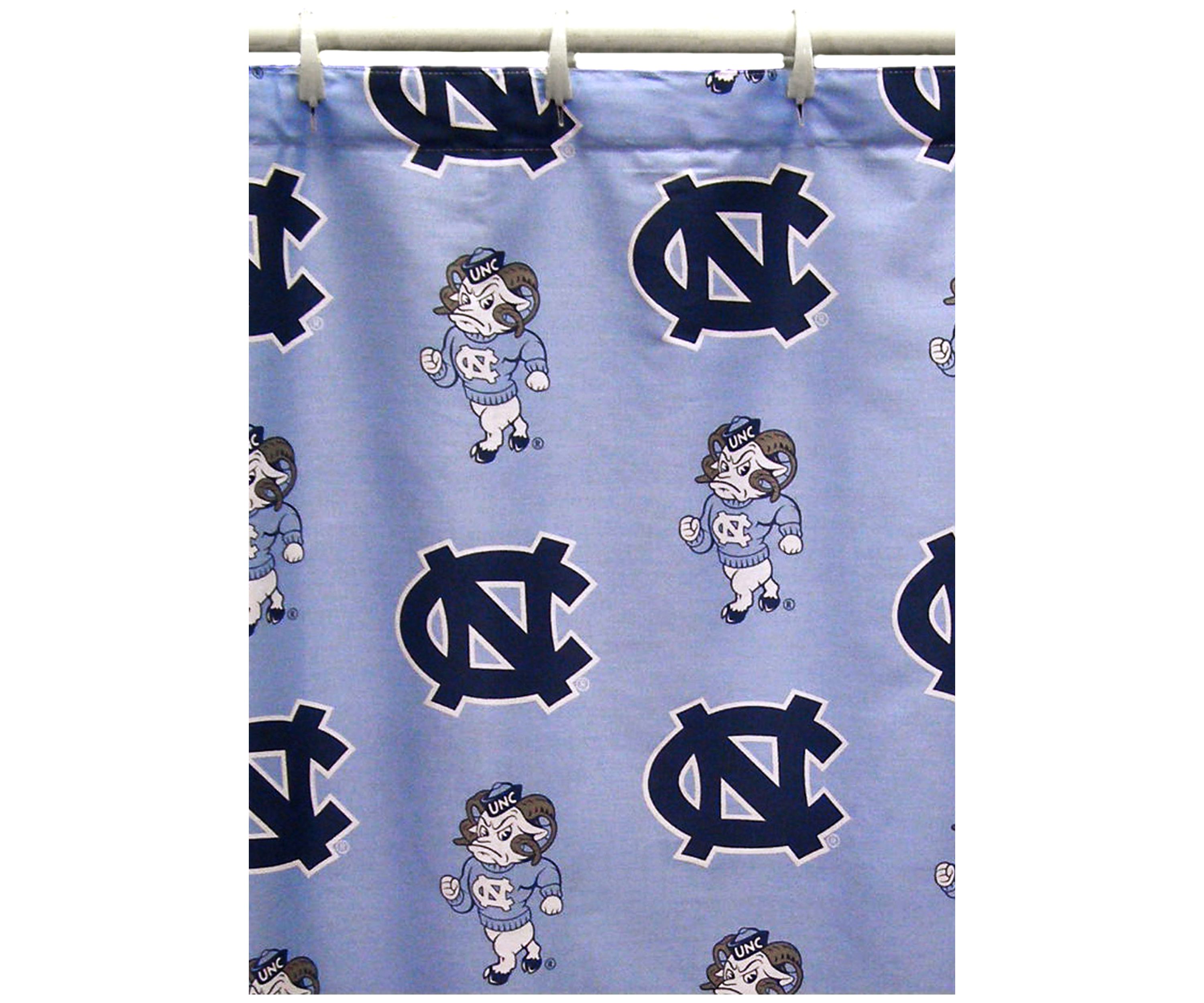 NCAA North Carolina Tar Heels Printed Shower Curtain Cover
