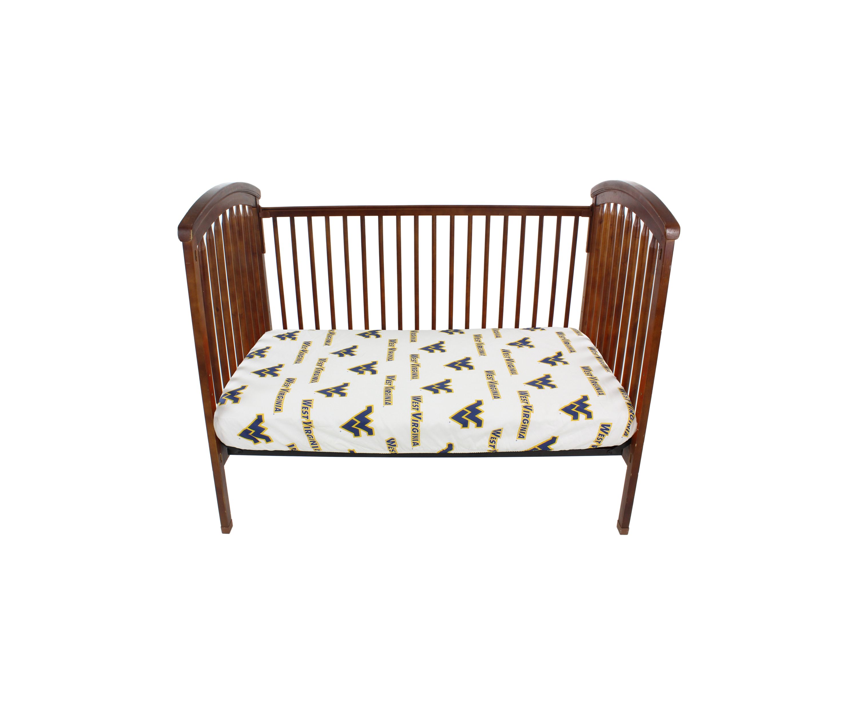 NCAA West Virginia Mountaineers White Baby Crib Fitted Sheet 