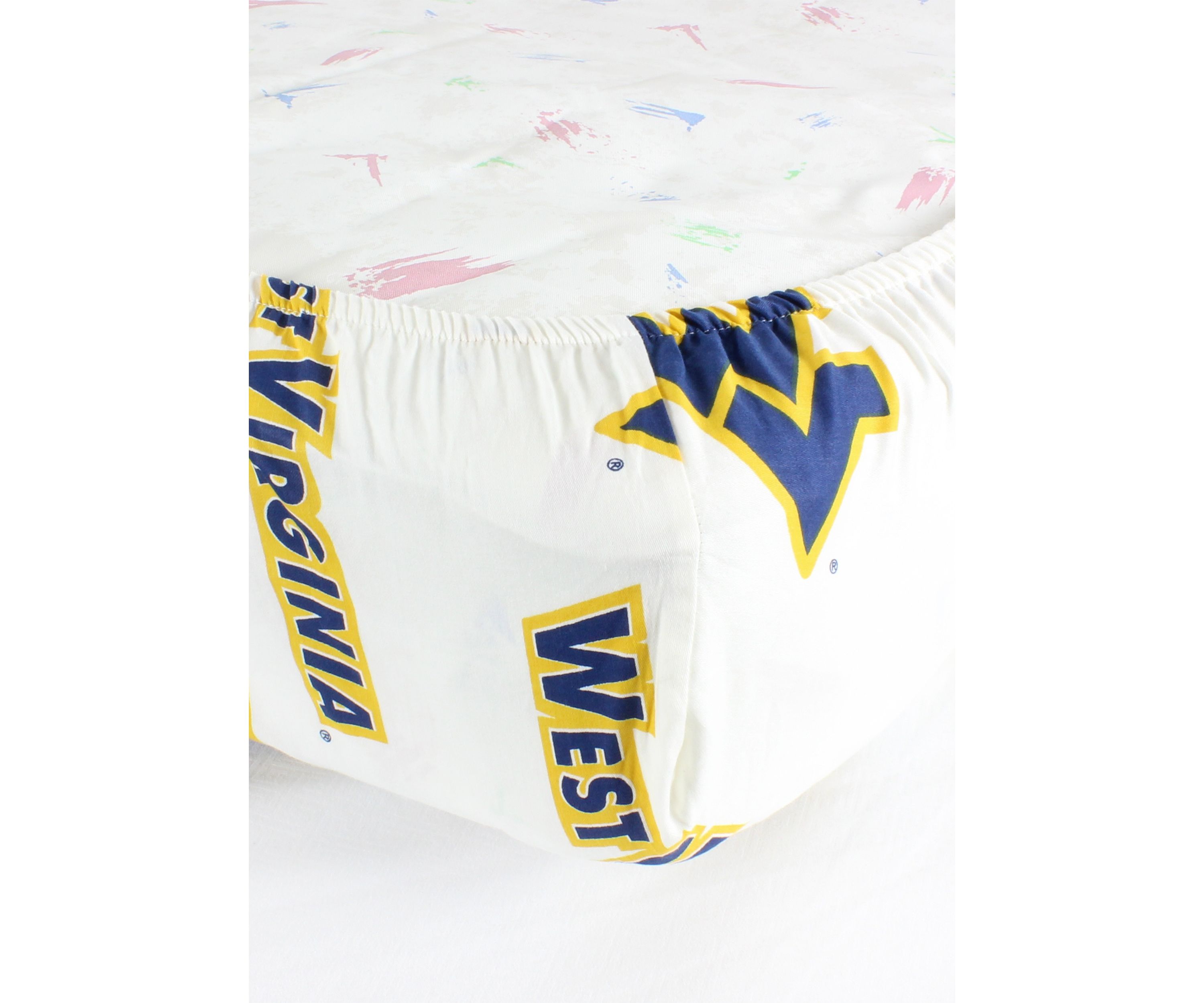 NCAA West Virginia Mountaineers White Baby Crib Fitted Sheet 