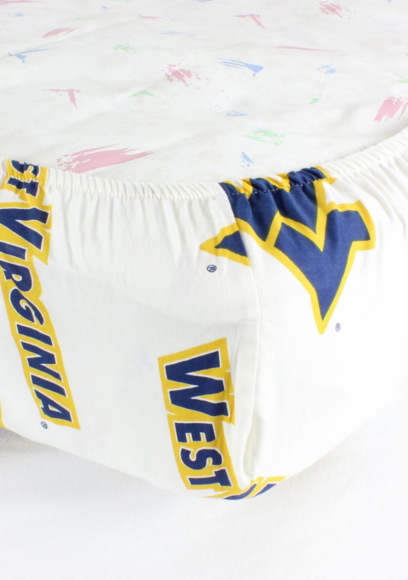 NCAA West Virginia Mountaineers White Baby Crib Fitted Sheet 
