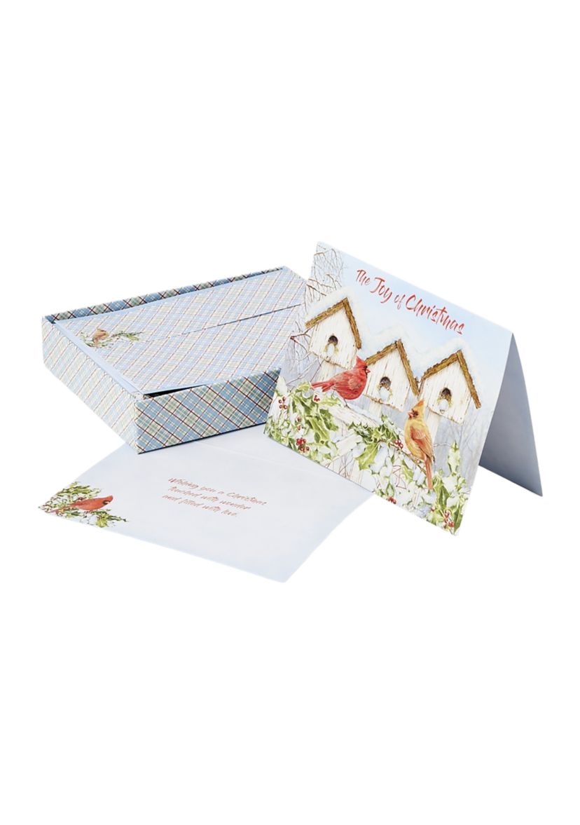 Cardinal Birdhouse Christmas Cards - Set of 18