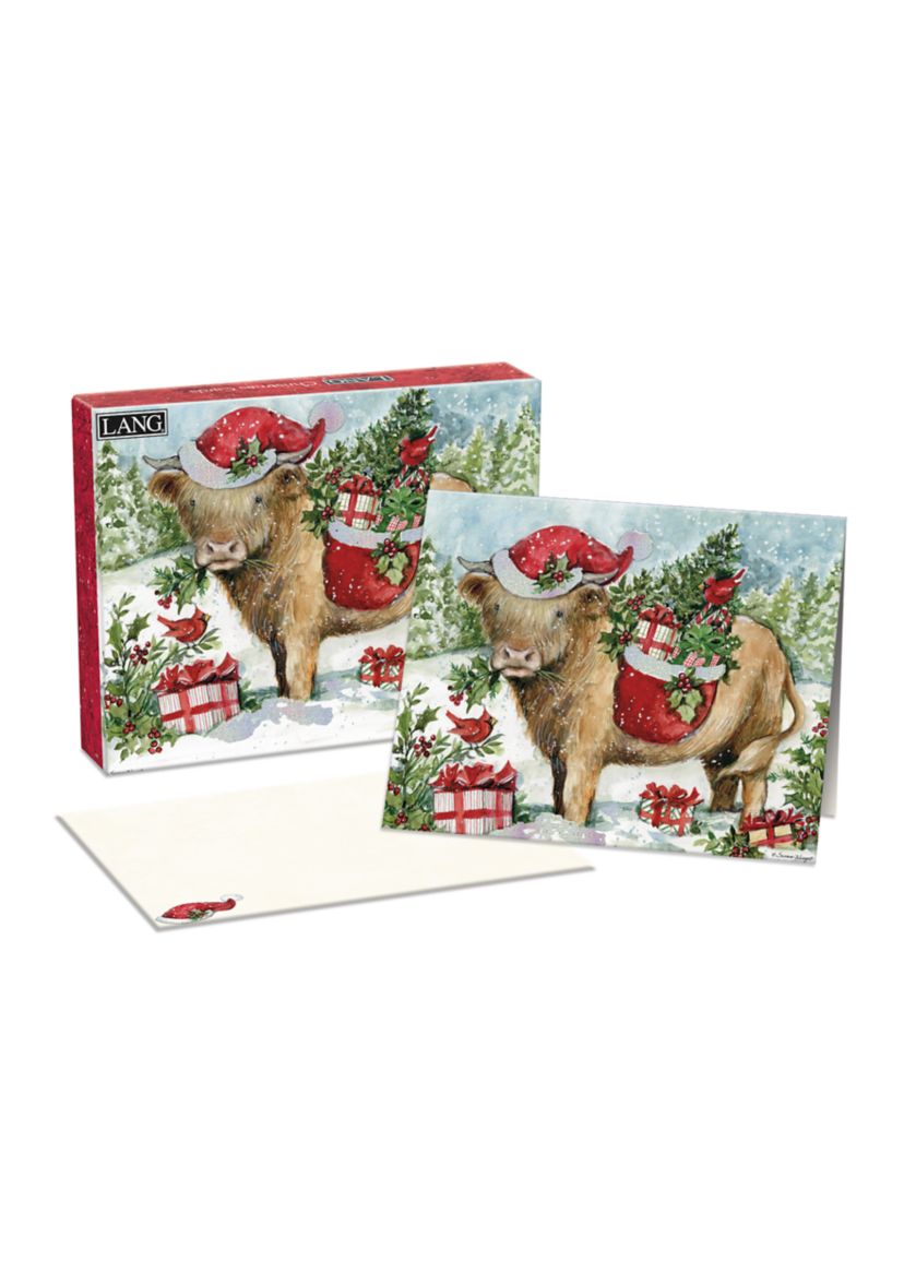 Holiday Highland Cow Boxed Christmas Card Set