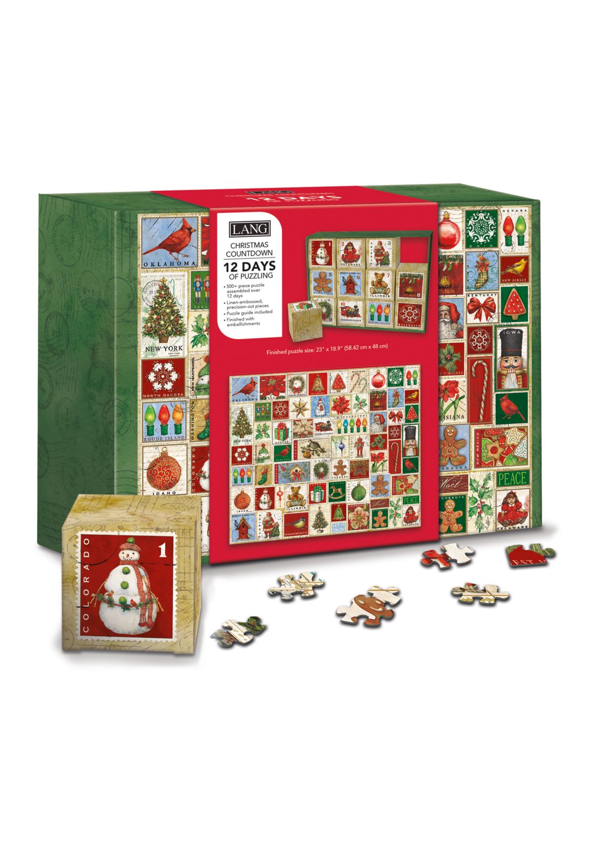 Vintage Stamps 12-Day Christmas Countdown Puzzle