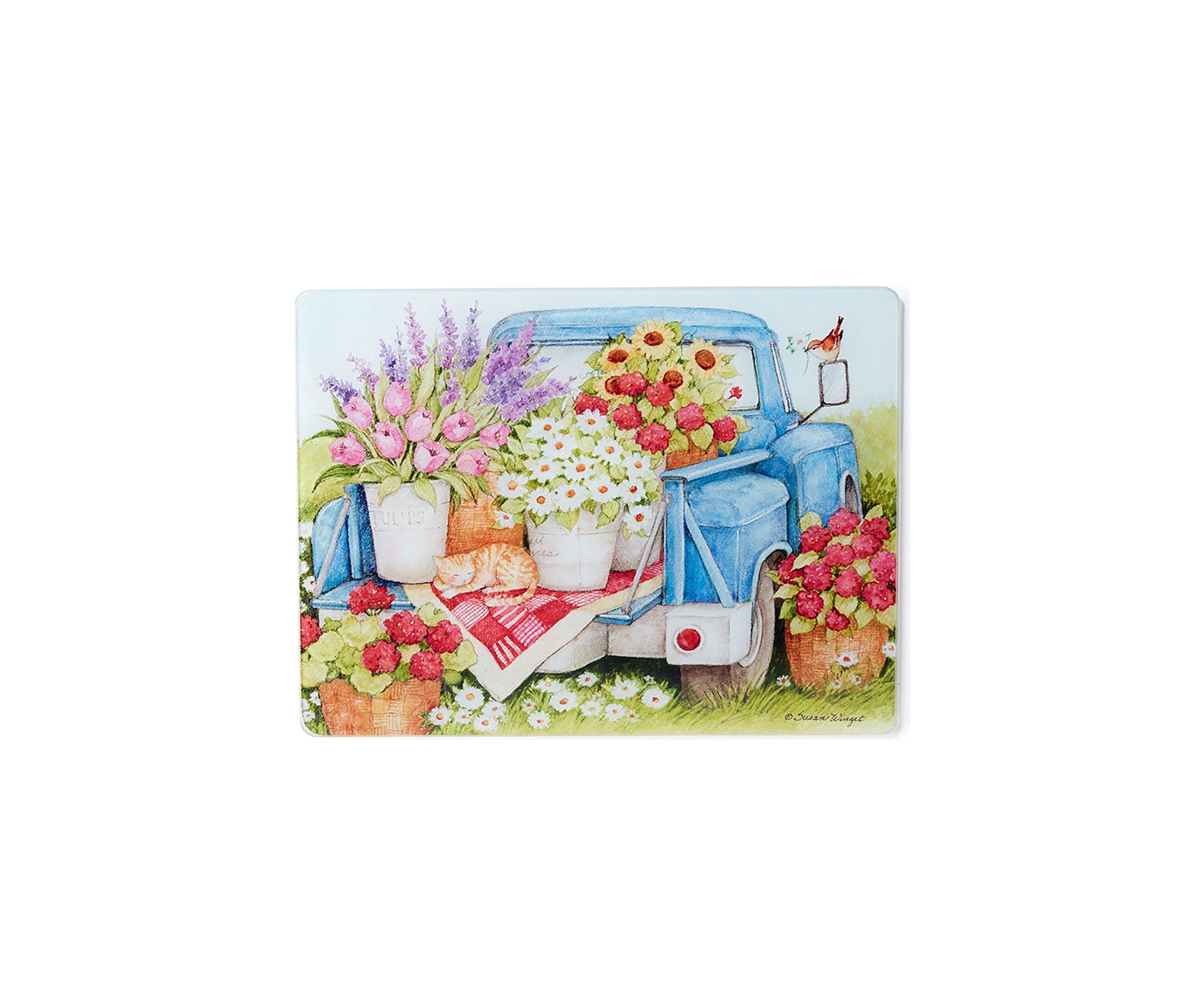 Truckin Along Glass Cutting Board