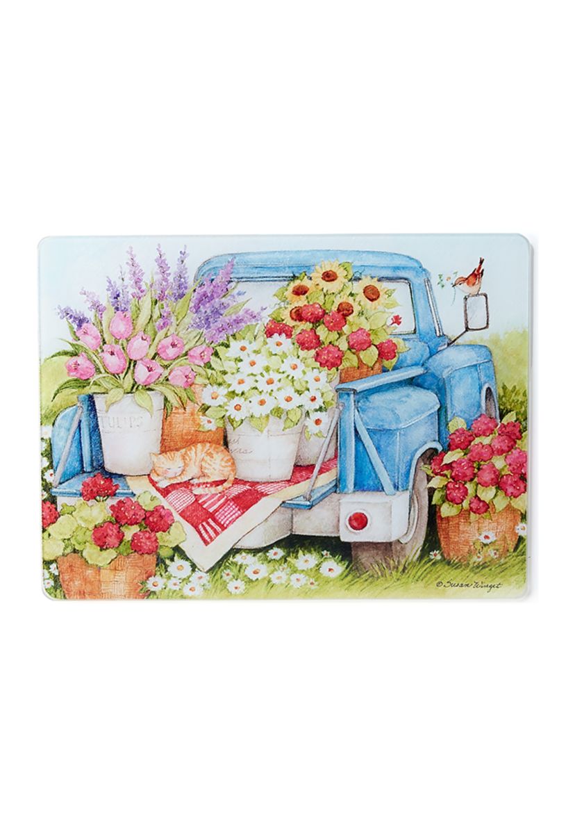 Truckin Along Glass Cutting Board
