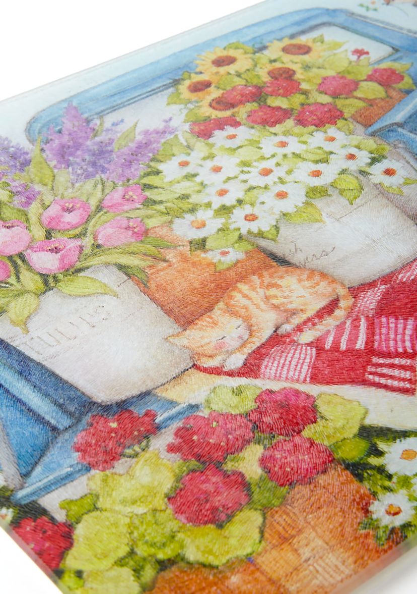 Truckin Along Glass Cutting Board