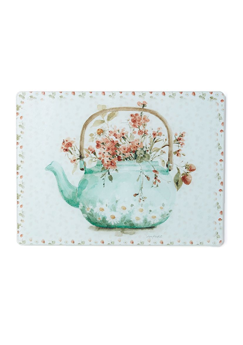 Flora Teapot Glass Cutting Board