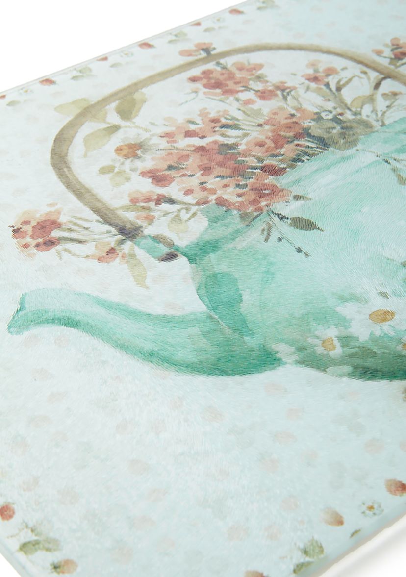 Flora Teapot Glass Cutting Board
