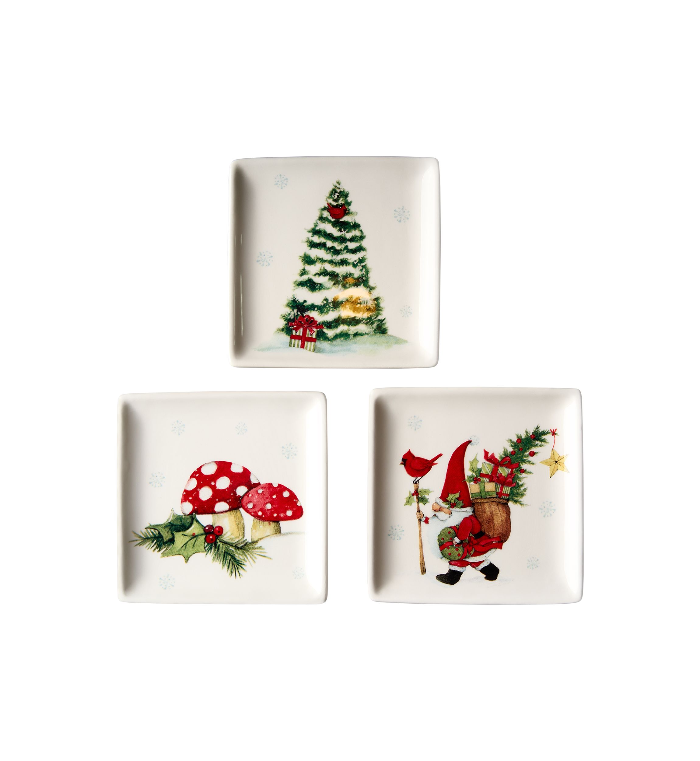 Holiday Gnome Tidbit Plates