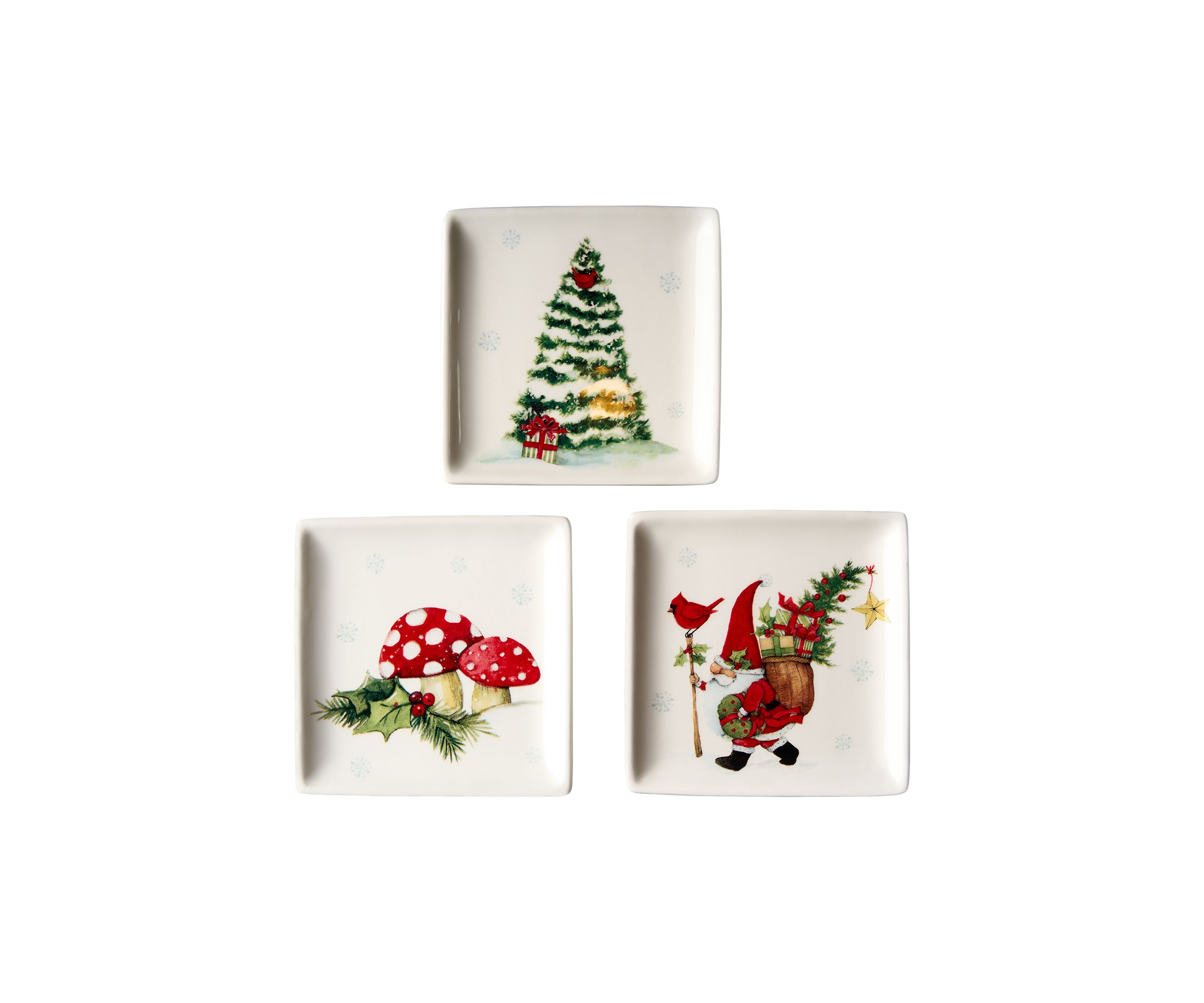 Holiday Gnome Tidbit Plates