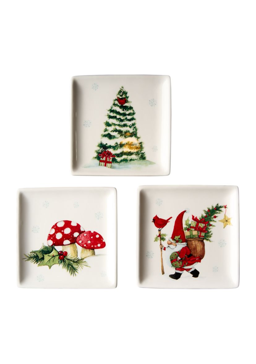 Holiday Gnome Tidbit Plates