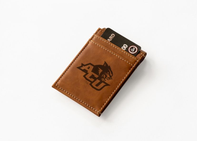 NCAA Abilene Christian Wildcats Brown Laser Engraved Front Pocket Wallet