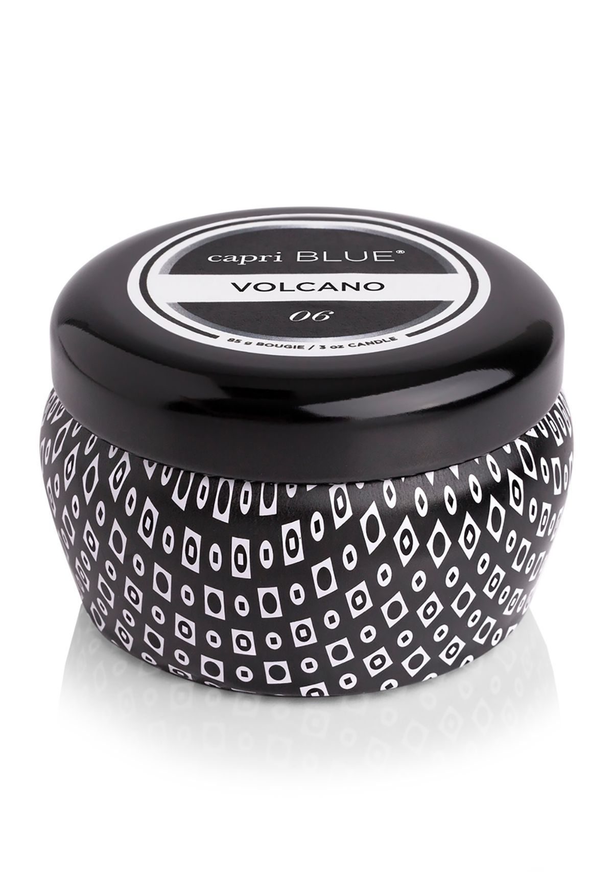 Volcano Black Printed Mini Tin Candle