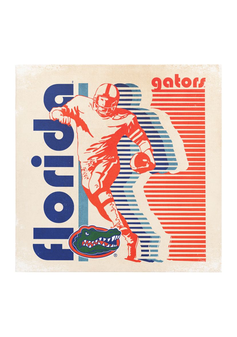 NCAA Florida Gators 9 in x 9 in Canvas Wall Art Retro Football Player Stripes